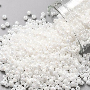 TOHO Round Seed Beads, Japanese Seed Beads, (401) Opaque AB White, 11/0, 2.2mm, Hole: 0.8mm, about 50000pcs/pound