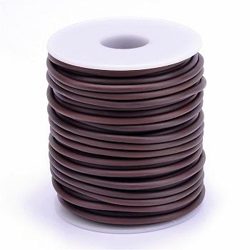 Hollow Pipe PVC Tubular Synthetic Rubber Cord, Wrapped Around White Plastic Spool, Saddle Brown, 2mm, Hole: 1mm, about 54.68 yards(50m)/roll