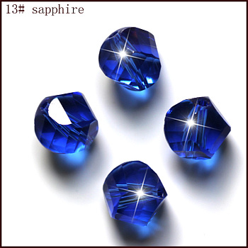 Imitation Austrian Crystal Beads, Grade AAA, Faceted, Polygon, Blue, 6mm, Hole: 0.7~0.9mm
