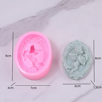 Angel DIY Food Grade Silicone Statue Candle Molds, Aromatherapy Candle Moulds, Portrait Sculpture Scented Candle Making Molds, Pearl Pink, 9x7x3cm