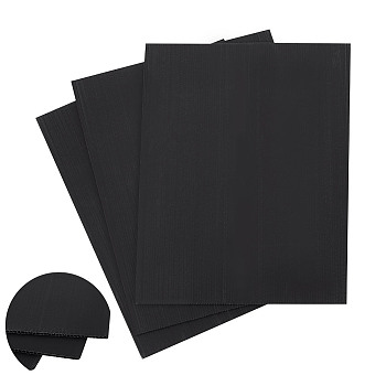 Plastic Corrugated Sheets Pads, for DIY Crafts Model Building, Rectangle, Black, 400x305x3mm