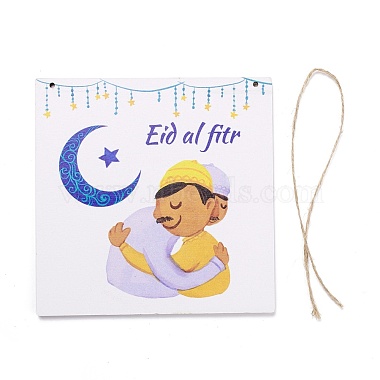 Panneau de densité de thème eid ornement mural en bois pendentifs de plaque de porte(HJEW-C004-01H)-3