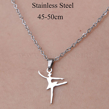201 Stainless Steel Dancer Pendant Necklace(NJEW-OY001-28)-3