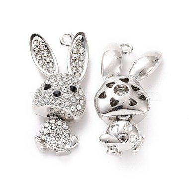 Platinum Rabbit Alloy+Rhinestone Pendants