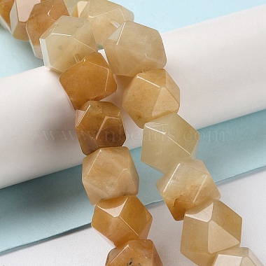 Natural Topaz Jade Star Cut Round Beads Strands(G-M418-C15-01)-2