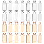 PVD Vacuum Plating 304 Stainless Steel Pendant End Piece, Stamping Blank Tag Charms, Rectangle, Rose Gold & Stainless Steel Color, 11x4x0.7mm, Hole: 1.5mm, 60pcs/box(STAS-UN0017-80)