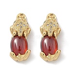 Brass Pave Cubic Zirconia Cabochons, Pi Xiu, with Resin, Cadmium Free & Lead Free, Long-Lasting Plated, Rack Plating, Real 18K Gold Plated, 19x8x6.5mm(KK-G548-13G)