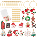 DIY Christmas Wine Glass Charm Making Kits, Including Alloy Enamel Pendants, Brass Wine Glass Charm Rings & Jump Rings, Mixed Color, 58pcs/box(DIY-SC0018-87)