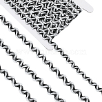24.5~25 yards Two Tone Polyester Wave Lace Trim Ribbon, Wave Bending Lace Trim, Clothes Accessories, Black, 1/4 inch(8mm)(OCOR-GF0004-35B)