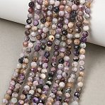 Natural Charoite Beads Strands, Faceted, Round, 4~4.5mm, Hole: 0.7mm, about 92pcs/strand, 15.35''(39cm)(GG-CBA1497-A01-4mm)