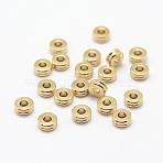 Brass Spacer Beads, Flat Round, Nickel Free, Raw(Unplated), 6x2mm, Hole: 2mm(KK-P095-14-B)