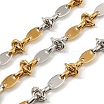 304 Stainless Steel Two Tone Oval with knot Link Chains, Ion Plating(IP), Unwelded, with Spool, Golden & Stainless Steel Color, Link: 11x6x1.4mm and 6.8x0.5mm and 7x5x2mm, about 16.40 Feet(5m)/Roll(CHS-F022-03GP)
