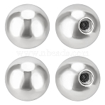 2 Pairs 925 Sterling Silver Ear Nuts, Round Ear Backs, Platinum, 4mm, Hole: 0.7mm(STER-BBC0007-33)