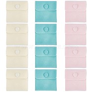 3 Colors Square Velvet Jewelry Bags, with Snap Fastener, Mixed Color, 7x7x0.95cm, 4pcs/color, 12pcs/bag(TP-CP0001-03B)