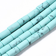 Synthetic Turquoise Beads Strands, Dyed, Column, Pale Turquoise, 5~6x3mm, Hole: 0.8mm, about 62~63pcs/strand, 15.35~15.75 inch(39~40cm)(X-G-S366-076B)