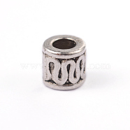 Column Tibetan Style Alloy Spacer Beads, Cadmium Free & Lead Free, Antique Silver, 5x5mm, Hole: 3mm(X-PALLOY-ZN149-AS-RS)