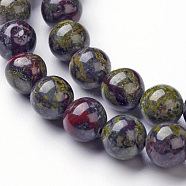 Natural Dragon Blood Jasper Bead Strands, Round, 8mm, Hole: 1mm, about 46~48pcs/strand, 14.96 inch(X-G-G957-24-8mm)