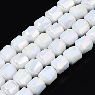 Electroplate Glass Beads Strands, AB Color Plated, Faceted, Column, White, 5.5x5mm, Hole: 0.9mm, about 99pcs/strand, 21.65 inch(55cm)(EGLA-S195-04F-01)