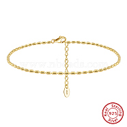 925 Sterling Silver Anklet, Real 14K Gold Plated, 8-5/8 inch(21.8cm)(AJEW-Z029-19G)