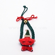 Christmas Theme Cotton Weave Pendant Decorations, Star with Bell, for Wedding Festival Party Decoration, Colorful, 255mm(HJEW-TAC0012-03)