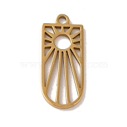 201 Stainless Steel Pendants, Laser Cut, Arch with Sun Charm, Golden, 21x9x1mm, Hole: 1.6mm(STAS-E211-08G)