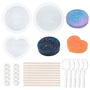 DIY Food Grade Silicone Molds, For UV Resin & Epoxy Resin Jewelry Making, with Birch Wooden Craft Ice Cream Sticks, Plastic Transfer Pipettes & Spoons & Measuring Cup, Latex Finger Cots, White, 58x14mm, Inner Diameter: 48mm, 1pc(DIY-PH0004-90)