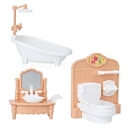 Plastic Bathroom Furniture Kit Miniature Ornaments, Micro Landscape Home Dollhouse Accessories, Pretending Prop Decorations, Mixed Color, 70~90x56~70x37~85mm(PW-WG0711A-04)