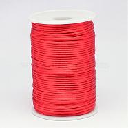 Polyester Cord, Satin Rattail Cord, for Beading Jewelry Making, Chinese Knotting, Red, 2mm, about 100yards/roll(NWIR-N009-08)