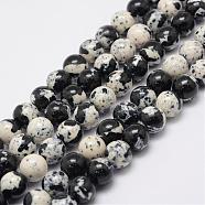 Natural Ocean White Jade Beads Strands, Dyed, Round, Black, 4mm, Hole: 1mm, about 95~96pcs/strand, 15.75 inch(40cm)(G-E346-4mm-08)