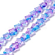 Transparent Glass Beads Strand, Star, Lilac, 10x10x4mm, Hole: 0.8mm, about 40pcs/strand, 13.39~14.17 inch(34~36cm)(GLAA-K057-01H)