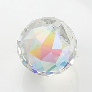 Faceted Round Glass Pendants, AB Color, Colorful, 35x32mm, Hole: 2mm(GLAA-O008-F03)