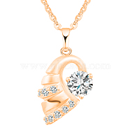 Exquisite Conch Shape Brass Cubic Zirconia Pendant Necklaces, Golden, 17.3 inch(NJEW-EE0001-17G)