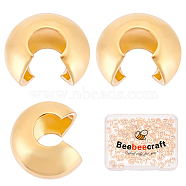 100Pcs Brass Crimp Beads Covers, Long-Lasting Plated, Real 18K Gold Plated, 5.5x6.5x3.5mm, Hole: 2mm(KK-BBC0004-04)