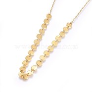 304 Stainless Steel Pendant Necklaces, with Lobster Clasps, Flat Round Links, Golden, 17.71 inch(45cm), 2mm(NJEW-H488-01G)