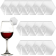 Acrylic Mirror Wine Glass Charms, Goblet Marker, Silver, Hexagon, 45x49.5x1.5mm, 20pcs/box(AJEW-SC0002-53C-02)