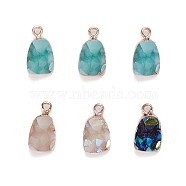 6Pcs Druzy Resin Pendants, with Edge Light Gold Plated Iron Loops, Mixed Style, Mixed Color, 17.5x10x8mm, Hole: 1.8mm(RESI-FS0001-16)