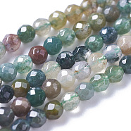 Natural Indian Agate Bead Strands, Faceted Round, 3mm, Hole: 0.8mm, about 136pcs/strand, 15 inch(X-G-A129-3mm-03)
