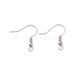 Tarnish Resistant 316 Surgical Stainless Steel Earring Hooks, Ear Wire, with Horizontal Loop, Stainless Steel Color, 20mm, Hole: 1.8mm, 22 Gauge, Pin: 0.6mm(STAS-M288-06P-B)