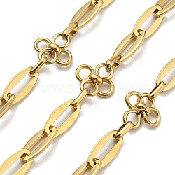 Ion Plating(IP) 304 Stainless Steel Flower Dapped Chains, Unwelded, with Spool, Polished, Real 18K Gold Plated, 12.5x13x5mm(CHS-G039-08G)