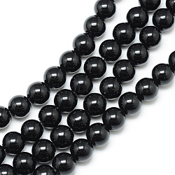 Synthetic Black Stone Bead Strands, Round, 4~5mm, Hole: 1mm, about 95pcs/strand, 15.7 inch(X-G-R345-4mm-35-1)