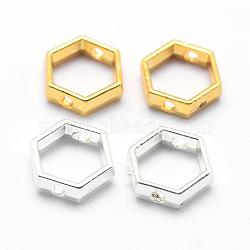 Long-Lasting Plated Alloy Bead Frame, Hexagon, Mixed Color, 8.5x8.5x3mm, Hole: 1mm(PALLOY-F193-03-A)