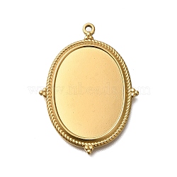 Ion Plating(IP) 304 Stainless Steel Pendant Cabochon Settings, Oval, Real 18K Gold Plated, Tray: 25x18.5mm, 36.5x26.5x2mm, Hole: 1.5mm(X-STAS-H225-03G)