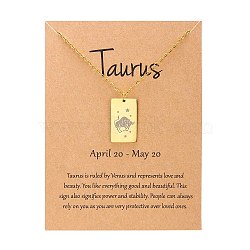 Twelve Constellations Pendants Necklaces, Stainless Steel Necklaces, Golden, Taurus, 15.75 inch(40cm)(PW-WG2D875-12)