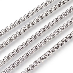 304 Stainless Steel Box Chains, Unwelded, Stainless Steel Color, 4mm(CHS-L017-07A)