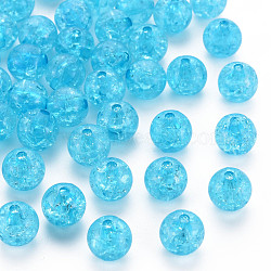 Transparent Crackle Acrylic Beads, Round, Dark Turquoise, 10x9mm, Hole: 2mm, about 940pcs/500g.(MACR-S373-66C-N18)
