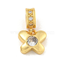 Brass Micro Pave Clear Cubic Zirconia Pendants, Real 18K Gold Plated, Butterfly, 17x10x3.5mm, Hole: 2mm(KK-U007-02G-011)