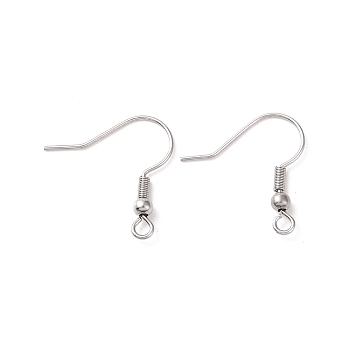 316 Surgical Stainless Steel Earring Hooks, Ear Wire, with Horizontal Loop, Stainless Steel Color, 20mm, Hole: 1.8mm, 22 Gauge, Pin: 0.6mm