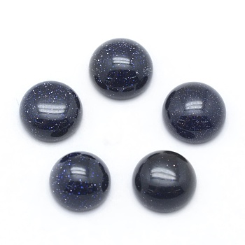Synthetic Blue Goldstone Cabochons, Flat Round, 8x3~4mm