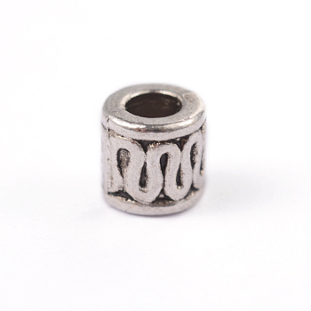 Column Tibetan Style Alloy Spacer Beads, Cadmium Free & Lead Free, Antique Silver, 5x5mm, Hole: 3mm