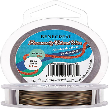 Round Craft Copper Wire, Antique Bronze, 0.4mm, 26 Gauge